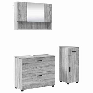 vidaXL Set de mobilier pentru baie 3 buc. Gri Sonoma