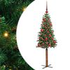 vidaXL Brad de Crăciun subțire Verde 150 cm PVC și lemn de PIN masiv