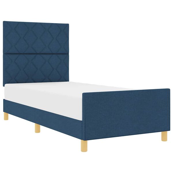 vidaXL Cadru de pat cu headboard albastru 90 x 190 cm țesătură
