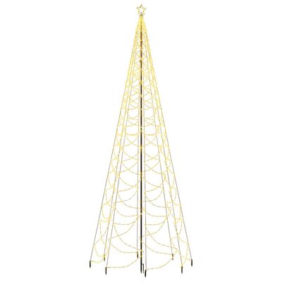 vidaXL Pom de Crăciun cu stâlp de metal, 1400 LED-uri, alb cald, 5 m