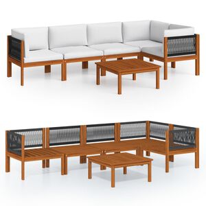 vidaXL Set fotoliu de grădină cu 6 piese și perne, crem, 63x63 cm