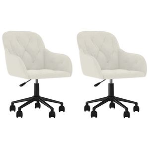 vidaXL Scaune de bucătărie pivotante, 2 buc., crem, catifea
