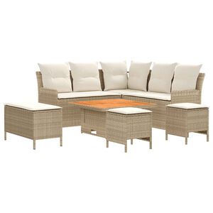vidaXL Seturi de mobilier cu pernă 7 pcs Bej și crem Ratan PE