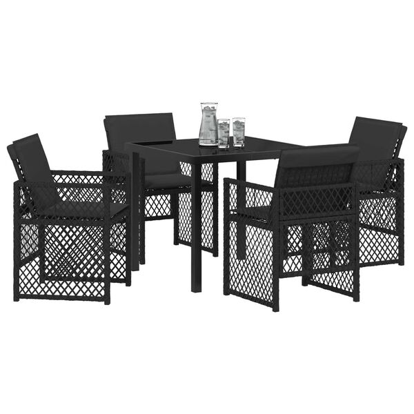 vidaXL Set de masă pentru grădină 5 pcs Negru poliratan