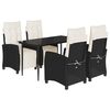vidaXL Set mobilier de grădină cu perne, 5 piese, negru, poliratan