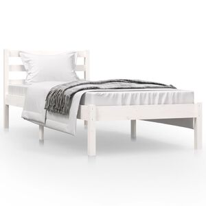 vidaXL Cadru de pat mic Single, alb, 75x190 cm, lemn masiv de pin