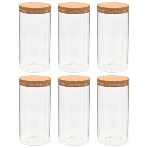vidaXL Borcane din sticlă depozitare, capac de plută, 6 buc., 1400 ml