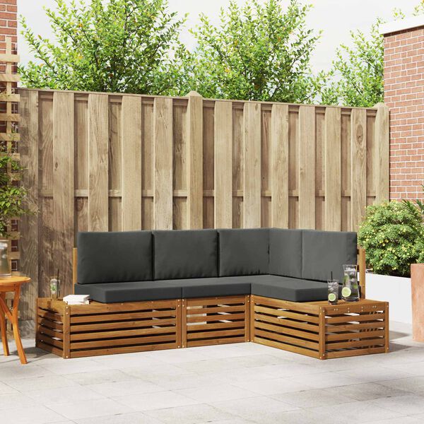 vidaXL Set de canapele de exterior 4 Bucată Natural și Antracit