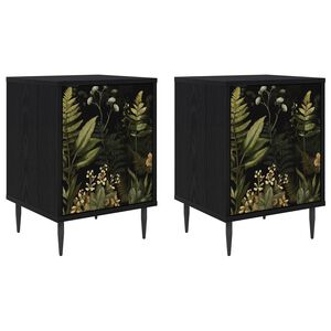 vidaXL Dulap de noapte RHENEN 2 buc. Stejar Negru 36 x 33 x 51 cm