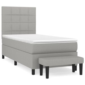 vidaXL Pat box spring cu saltea, gri deschis, 80x200 cm, textil
