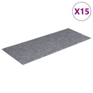 vidaXL Covorașe autoadezive pentru scări, 15 buc., 60x25 cm, gri deschis, dreptunghiulare