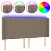 vidaXL Tăblie de pat cu LED, gri taupe, 203x16x118/128 cm, textil