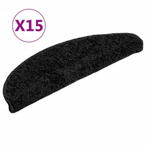 vidaXL Covorașe pentru scări, 15 buc., 56x17x3 cm, negre, semirotunde