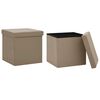 vidaXL Taburete cu depozitare pliabile, 2 buc., cappuccino, PVC