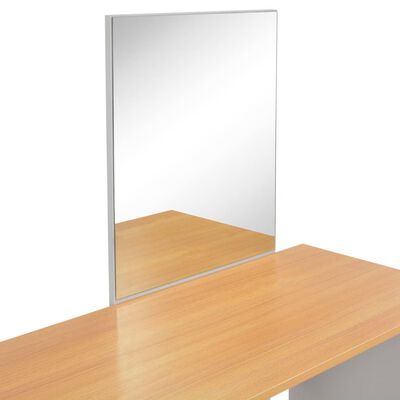 vidaXL Masă de toaletă cu oglindă și taburet, gri, 104x45x131 cm