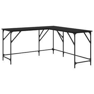 vidaXL Birou Stejar Negru Lemn prelucrat 149 x 149 x 75 cm