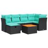 vidaXL Set canapele de grădină cu perne, 7 piese, negru, poliratan