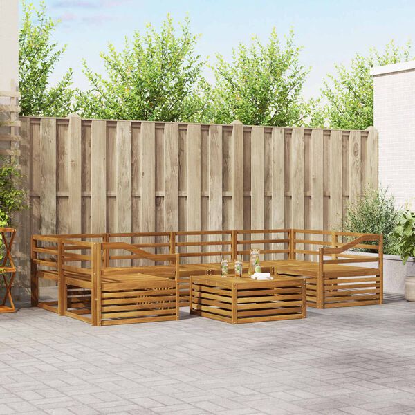 vidaXL Set de canapele de exterior 7 pcs natural Lemn Solid de Acacia