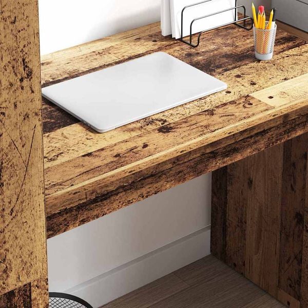 vidaXL Birou cu raft Lemn Vechi 113 x 54 x 120 cm Lemn compozit