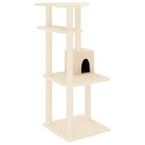 vidaXL Ansamblu de pisici cu st&acirc;lpi din funie de sisal, crem, 123 cm