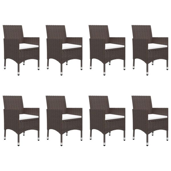 vidaXL Set mobilier de grădină cu perne, 9 piese, maro