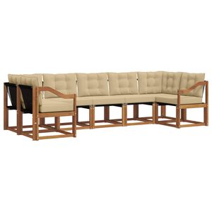 vidaXL Set de canapele de exterior cu pernă 7 pcs Natural și Bej