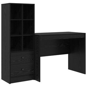 vidaXL Birou cu sertar 2 pcs Stejar Negru