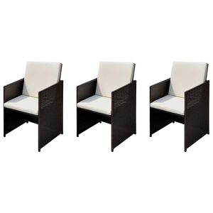 vidaXL Scaune de grădină 3 pcs Maro 56 x 52 x 87 cm Rattan poli