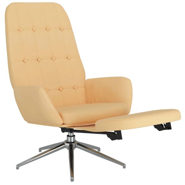 vidaXL Scaun de relaxare cu suport picioare, crem, microfibră
