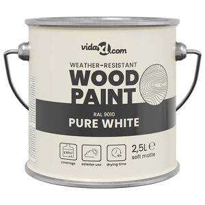 vidaXL Vopsea pentru lemn Alb 2,5 L Print pe perete