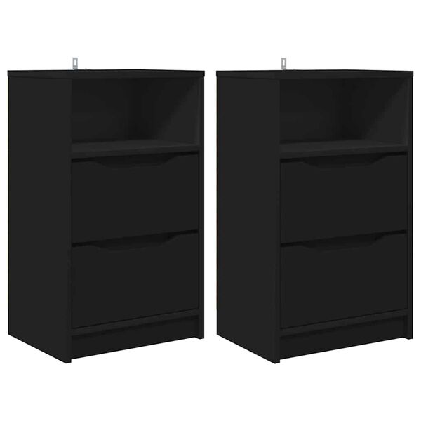 vidaXL Mese de noptieră 2 pcs Negru 40 x 30 x 467 cm Lemn compozit