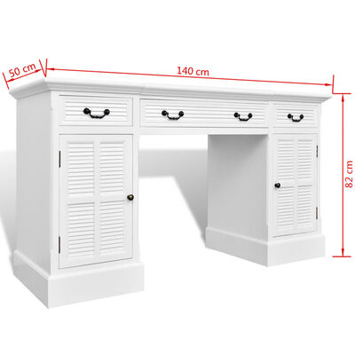Birou două corpuri cu dulapuri și sertare, alb