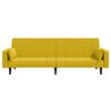 vidaXL Canapea extensibilă cu 2 locuri, 2 perne, galben, catifea