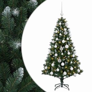 vidaXL Brad de Crăciun artificial cu globuri 120 cm 150 LED-uri