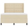 vidaXL Pat cu arcuri cu saltea cu headboard Crem 140 x 190 cm țesătură