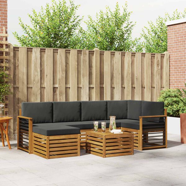 vidaXL Seturi de canapele cu pernă 7 pcs Natural și Antracit