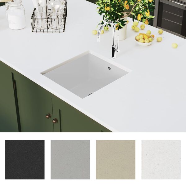 vidaXL Chiuvetă de bucătărie din granit, alb, bazin unic