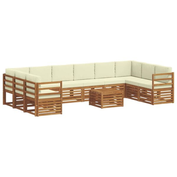 vidaXL Set canapea sectională cu pernă 11 pcs Natural și Crem