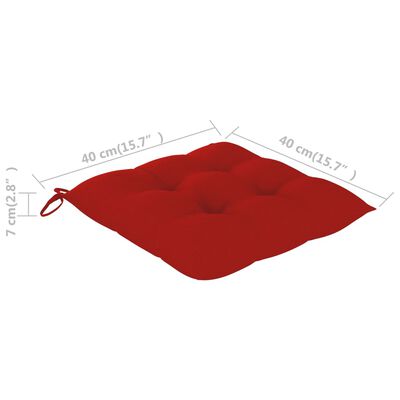 vidaXL Perne de scaun, 2 buc., roșu, 40 x 40 x 7 cm, material textil