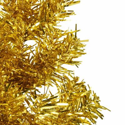 vidaXL Jumătate brad de Crăciun subțire cu suport, auriu, 120 cm