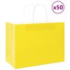 vidaXL Pungi de h&acirc;rtie 50 buc cu m&acirc;nere galbene 32x17x25 cm