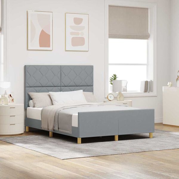 vidaXL Cadru de pat cu headboard Gri deschis 160 x 200 cm țesătură