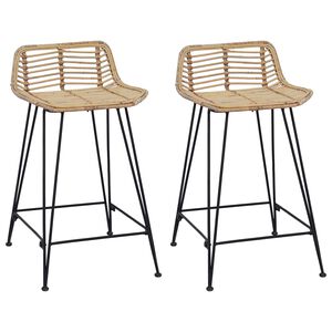 vidaXL Scaun de bar 2 pcs natural 44 x 45 x 76 cm Rattan și oțel