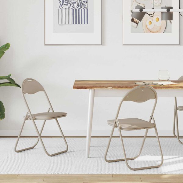 vidaXL Scaun pliant 2 pcs Nisipiu 48 x 43,5 x 81 cm Piele artificială