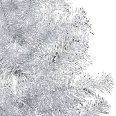 vidaXL Brad Crăciun pre-iluminat cu set globuri, argintiu, 120 cm, PET