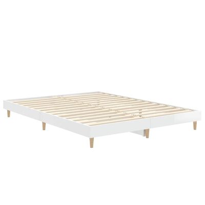 vidaXL Cadru de pat, alb extralucios, 140x190 cm, lemn prelucrat