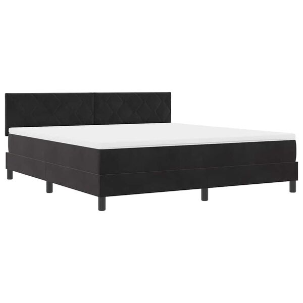 vidaXL Pat cu arcuri cu saltea cu headboard Negru 180 x 200 cm Catifea