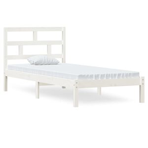 vidaXL Cadru de pat, alb, 90x200 cm, lemn masiv de pin