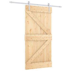 vidaXL Ușă glisantă Natural și Alb 100 x 210 cm Lemn masiv de pin