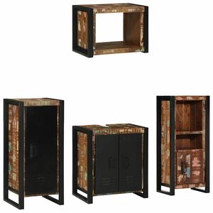 vidaXL Set de mobilier pentru baie 4 buc. Multicolor și negru